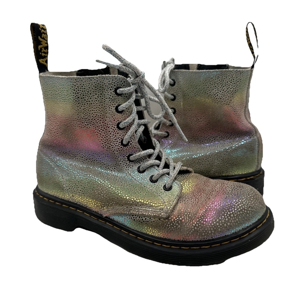 Dr. Doc Martens 1460 Pascal J Iridescent Rainbow Shimmer Sparkle Boots Size 3